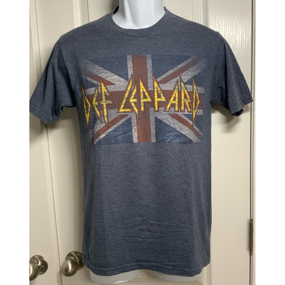 Vintage, 707 Fantasy Activewear, Def Leppard Union Jack Flag T-Shirt size Small